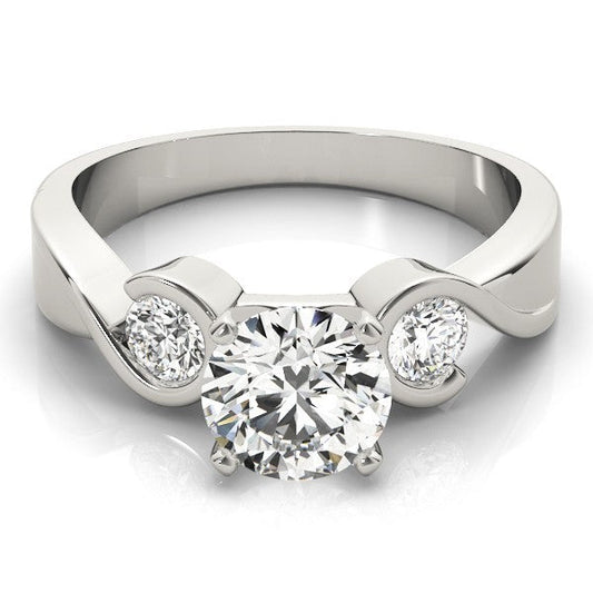 Platinum Round Diamond Designer Trilogy Engagement Ring  - DE/VS 2Ct Lab Grown
