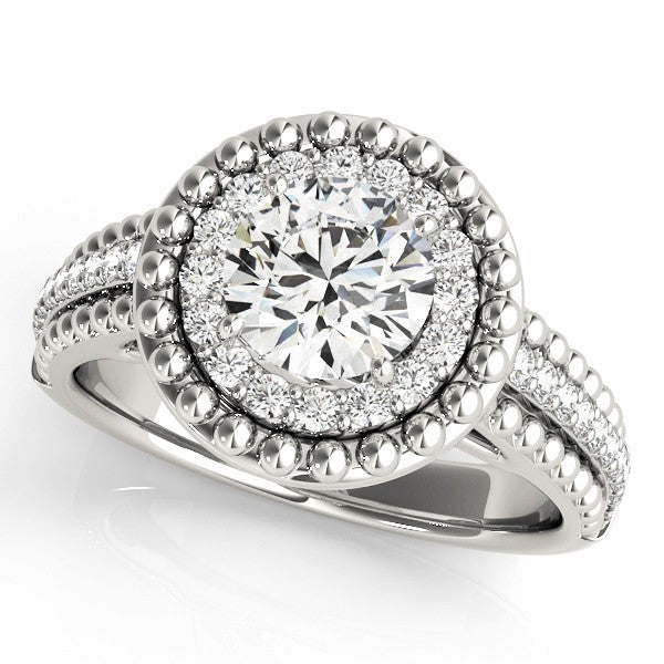 2Ct DE/VS Lab Grown Round Diamond Halo Engagement Ring 18K Yellow Gold