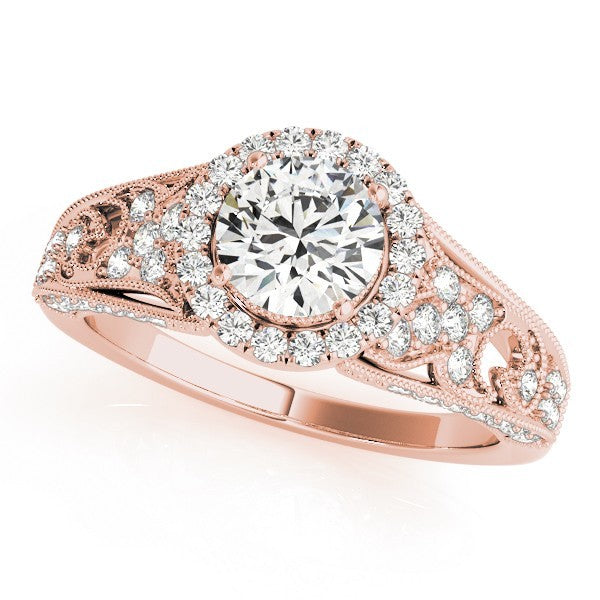2.00Ct Lab Grown Round Diamond Halo Engagement Ring 18K Yellow Gold