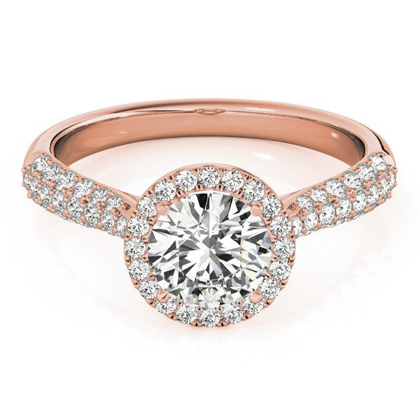 2.00Ct Lab Grown Round Diamond Halo Engagement Ring 18K Yellow Gold