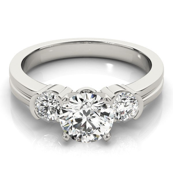 2.00ct Lab Grown Round Cut Diamond Claw Set Trilogy Engagement Ring Platinum