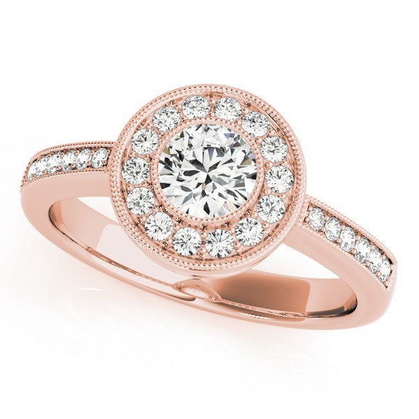 Lab Grown Round Diamond Halo Engagement Ring 18K Yellow Gold