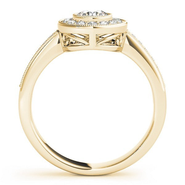 Lab Grown Round Diamond Halo Engagement Ring 18K Yellow Gold