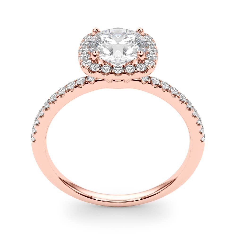 Lab Grown Round Diamond Halo Engagement Ring 18K White Gold
