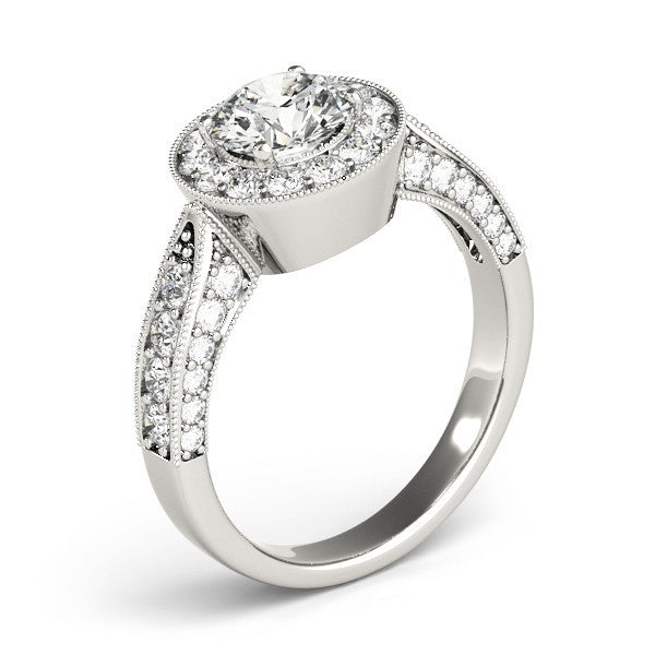 2.00Ct DE/VS Lab Grown Round Diamond Halo Engagement Ring 18K White Gold