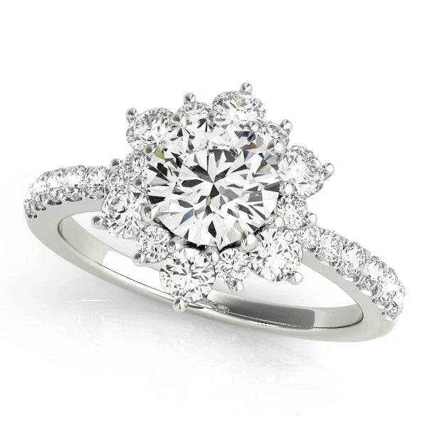 Lab Grown Round Diamond Halo Engagement Ring 18K Yellow Gold