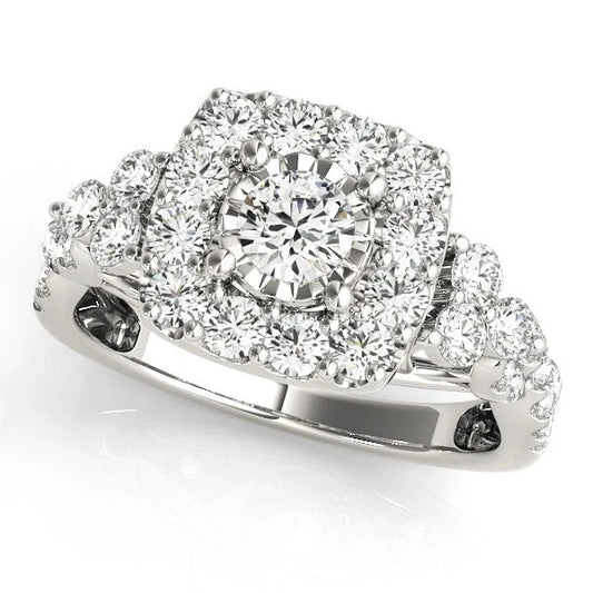 2.00Ct Round Lab Grown Diamond Halo Engagement Ring Gift For Women