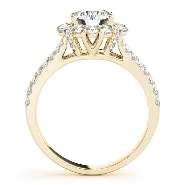 Lab Grown Round Diamond Halo Engagement Ring In Platinum