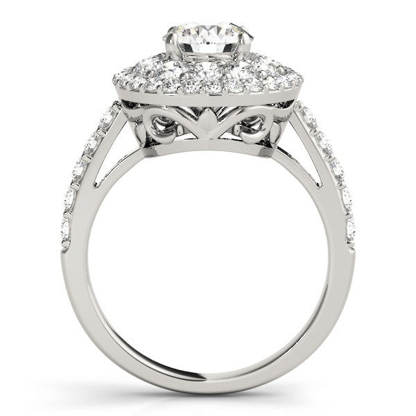 3.00 Carat Lab Grown Round Cut Diamond Halo Engagement Ring 18K White Gold