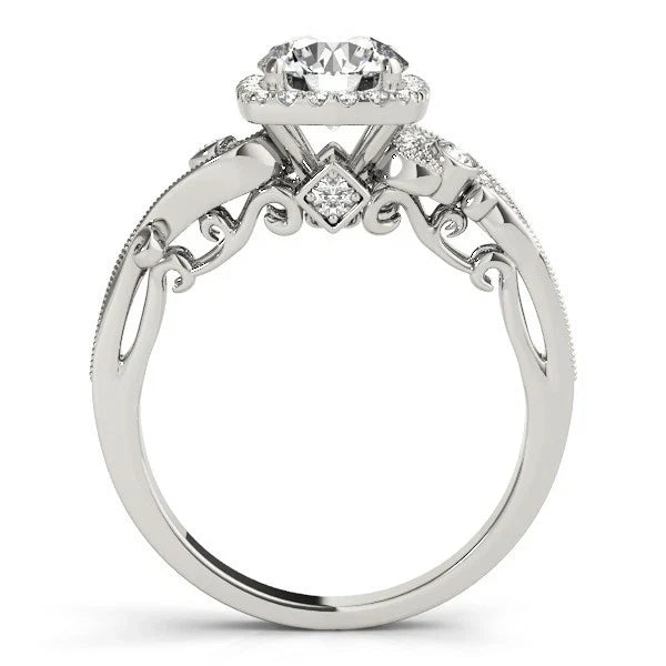 Lab Grown Round Diamond Halo Engagement Ring 18K Rose Gold