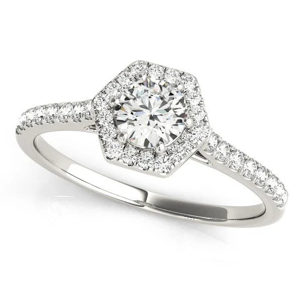 Lab Grown Round Diamond Halo Engagement Ring For Women