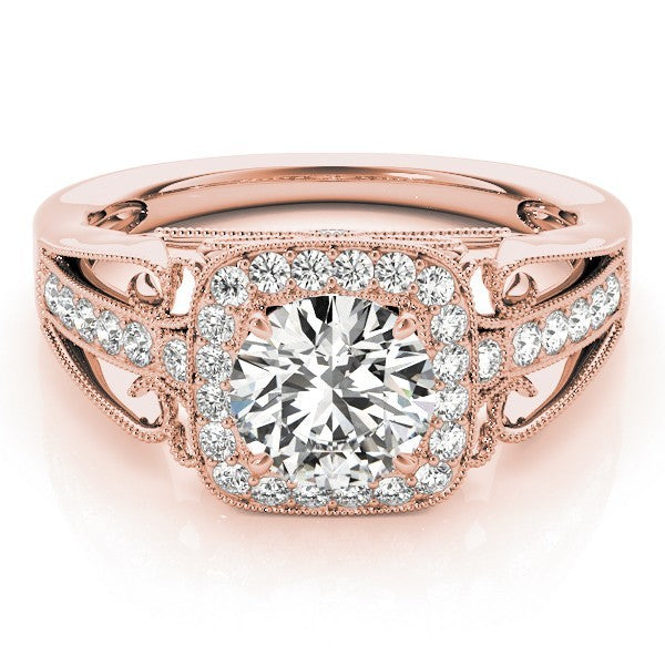 2.00 Ct DE/VS Lab Grown Round Diamond Halo Engagement Ring 18K Rose Gold
