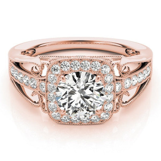 2.00 Ct DE/VS Lab Grown Round Diamond Halo Engagement Ring 18K Rose Gold