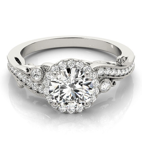 Lab Grown Round Diamond Halo Engagement Ring in 18K Rose Gold