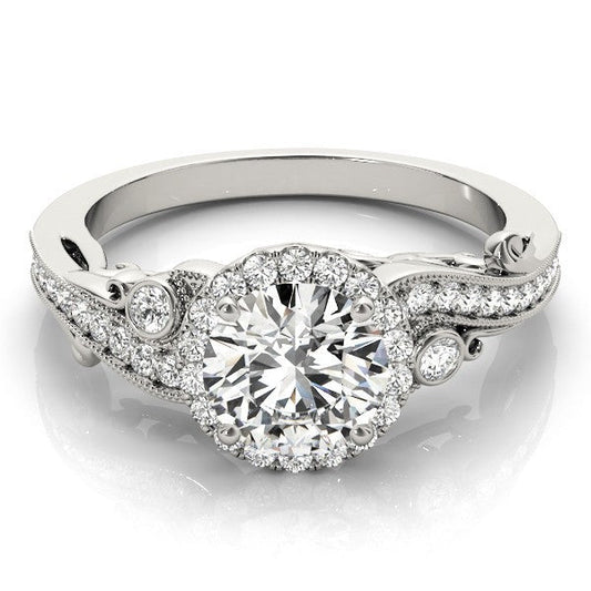 Lab Grown Round Diamond Halo Engagement Ring in 18K Rose Gold