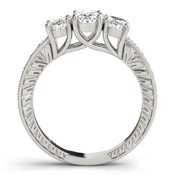 18K Yellow Gold Oval Cut Trilogy Engagement Ring Ð 2Ct DE/VS Lab Grown Diamond