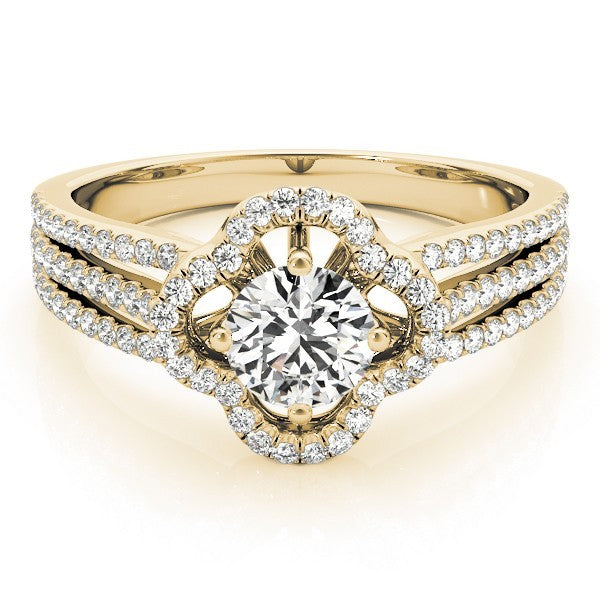 Lab Grown Round Diamond Halo Engagement Ring 18K White Gold