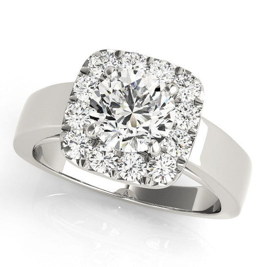 3.00 Carat DE/VS Lab Grown Round Cut Diamond Halo Engagement Ring 18K White Gold