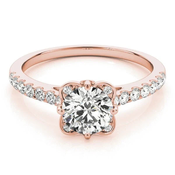 2.00Ct DE/VS Lab Grown Round Diamond Halo Engagement Ring 18K Yellow Gold