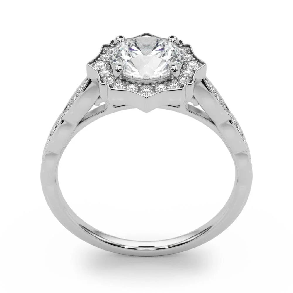 Lab Grown Round Diamond Halo Engagement Ring