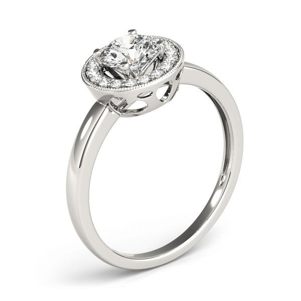 2.00 Carat DE/VS Lab Grown Round Diamond Halo Engagement Ring 18K White Gold