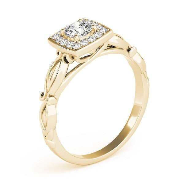 2.00Ct DE/VS Lab Grown Round Diamond Halo Engagement Ring 18K Yellow Gold