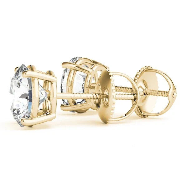2.00ct Round Cut Lab-Grown Diamond Studs Earring In 18K Yellow Gold