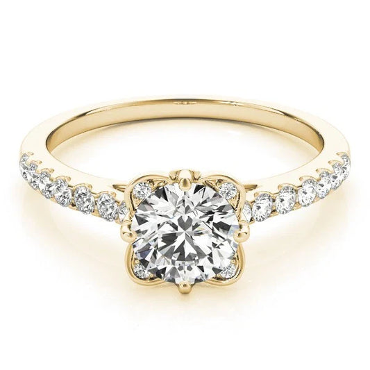 2.00Ct DE/VS Lab Grown Round Diamond Halo Engagement Ring 18K Yellow Gold