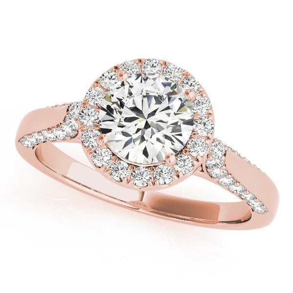 Lab Grown Round Diamond Halo Engagement Ring 18K Yellow Gold