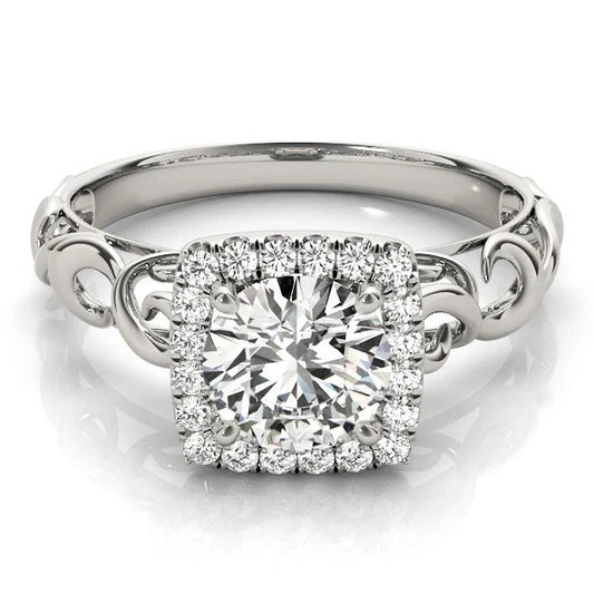 Lab Grown Round Cut Diamond 2.00Ct DE/VS Halo Engagement Ring Platinum