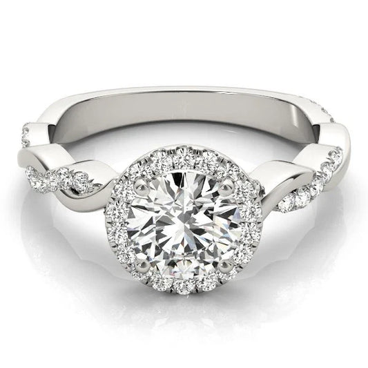Lab Grown Round Cut Diamond Halo Engagement Ring  For Women
