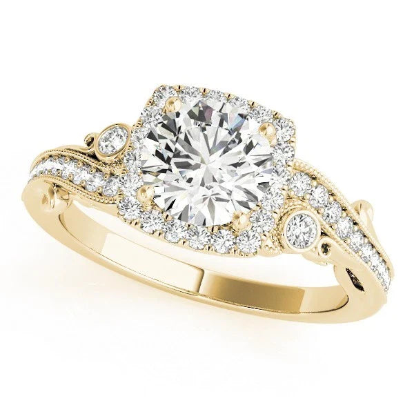 Lab Grown Round Diamond Halo Engagement Ring 18K Rose Gold