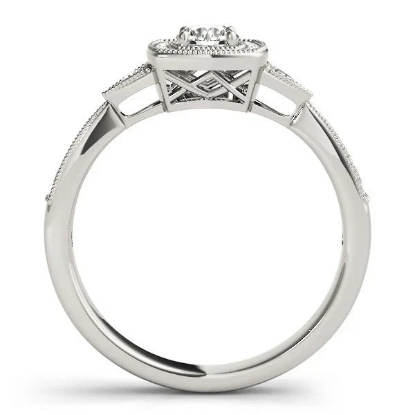 Lab Grown Round Diamond Halo Engagement Ring in 18K Yellow Gold