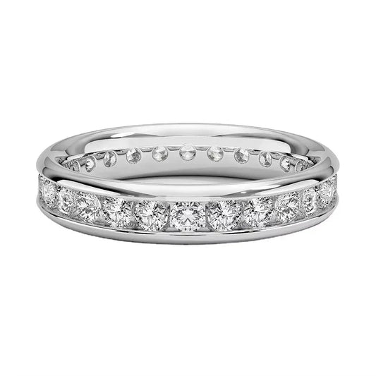 Natural Round Diamond Full Eternity Ring Channel Set In White Gold