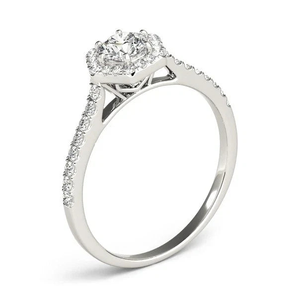 Lab Grown Round Diamond Halo Engagement Ring For Women