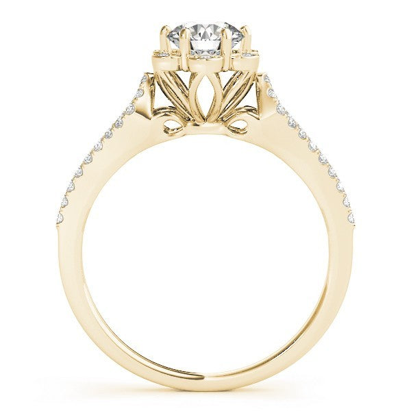 2.00 Ct DE/VS Lab Grown Round Diamond Halo Engagement Ring 18K Yellow Gold