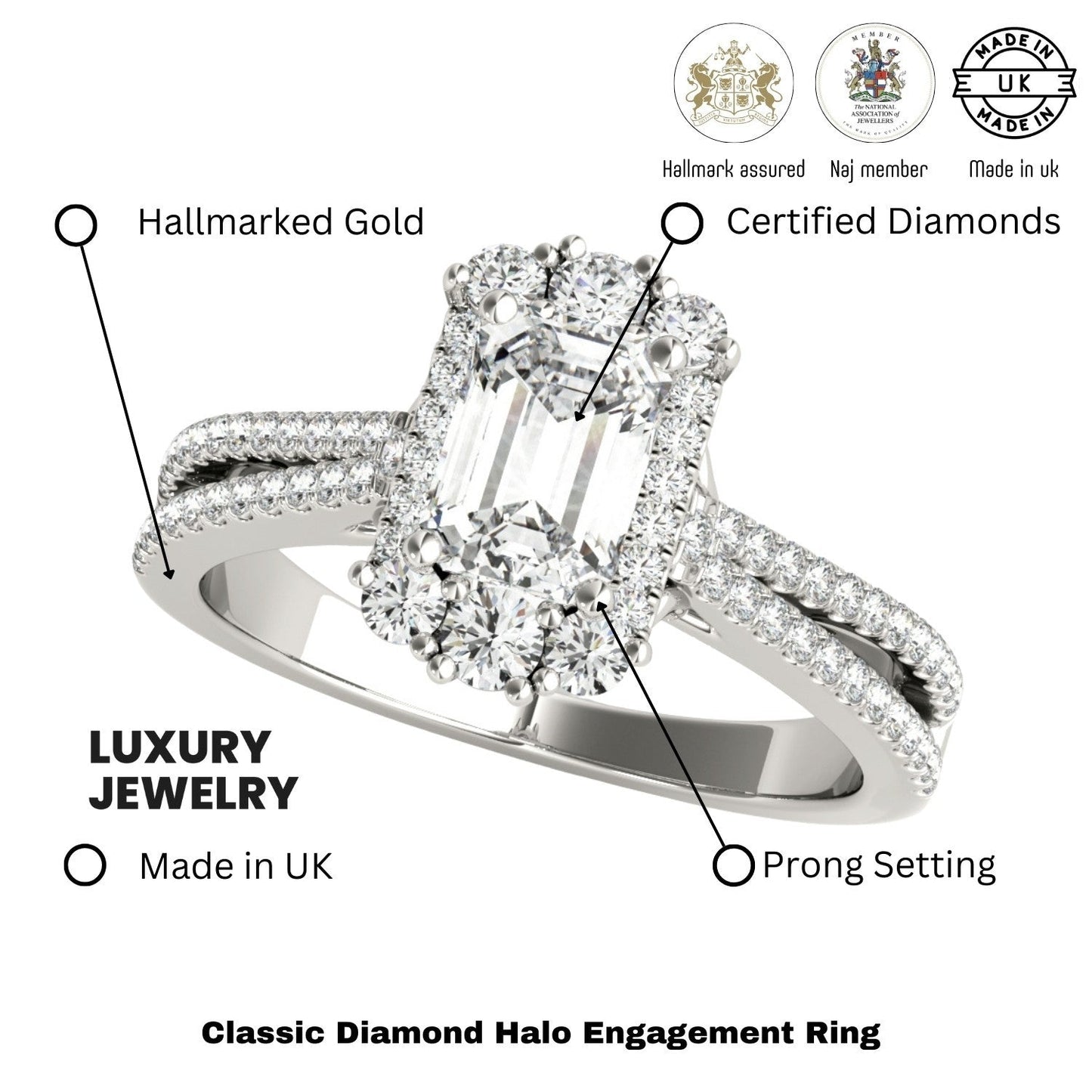 2.00Ct DE/VS Lab Grown Emarald Diamond Halo Engagement Ring Platinum