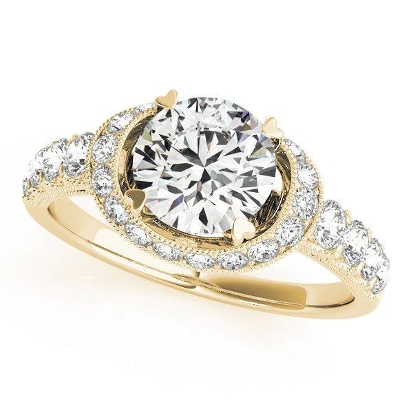2.00 Ct DE/VS Lab Grown Round Diamond Halo Engagement Ring 18K Yellow Gold