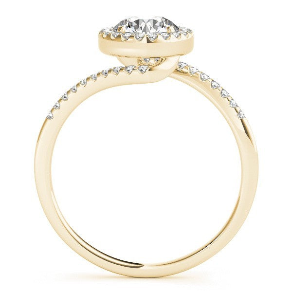 Lab Grown Round Diamond Halo Engagement Ring 18K Yellow Gold