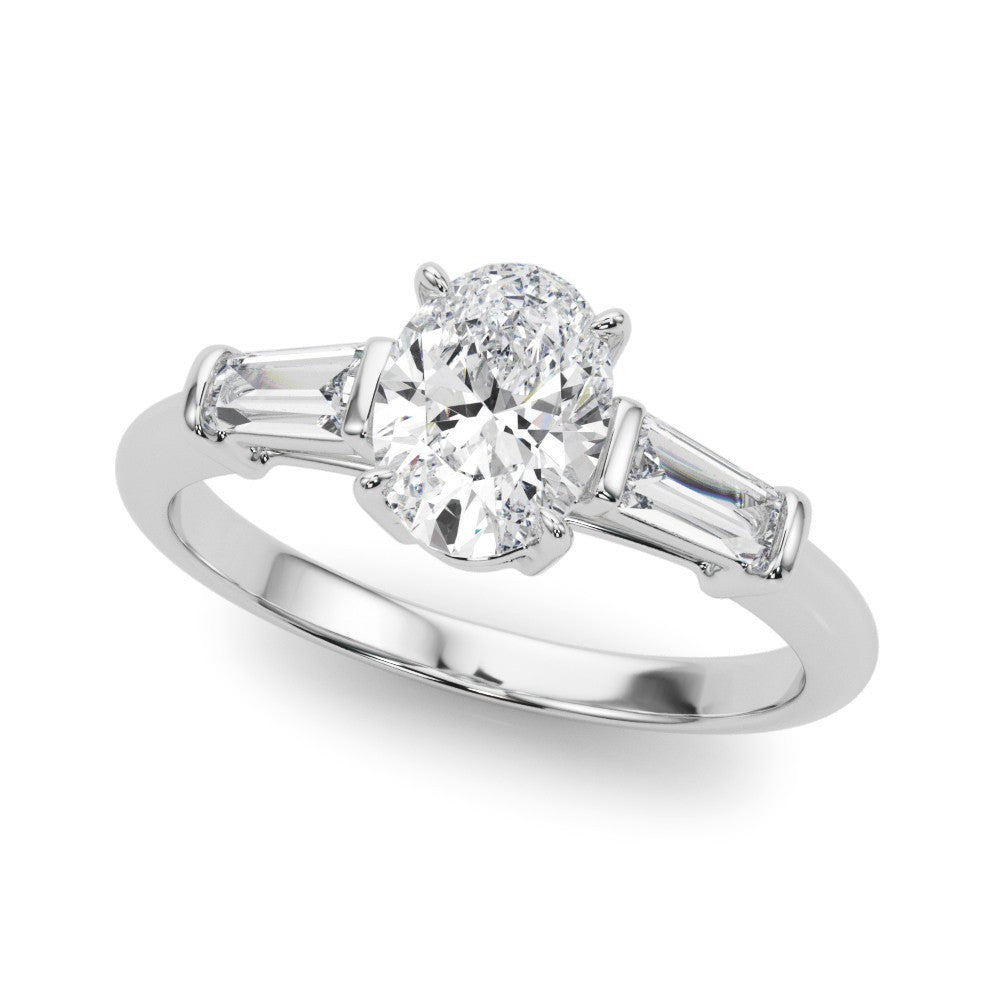 18K Yellow Gold 2CT DE/VS Lab-Grown Oval Diamond 3 Stone Engagement Ring