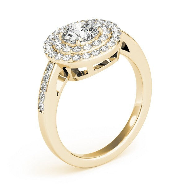 2.00 Ct DE/VS Lab Grown Round Diamond Halo Engagement Ring 18K Yellow Gold