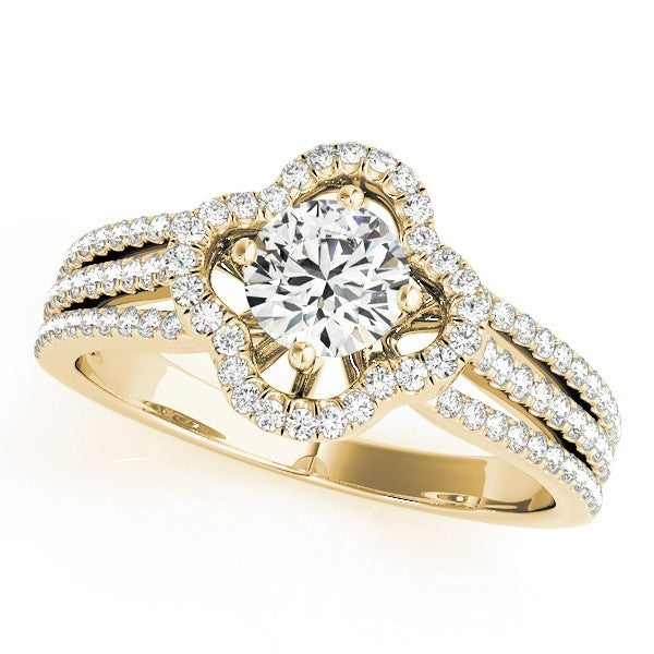 Lab Grown Round Diamond Halo Engagement Ring 18K White Gold