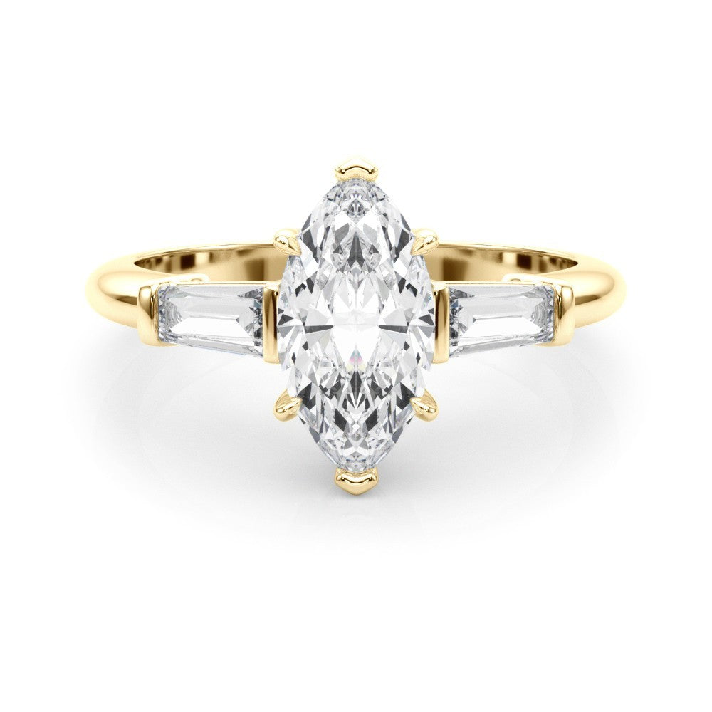 Lab-Grown Marquise Cut Diamond 3 Stone Engagement Ring In Platinum