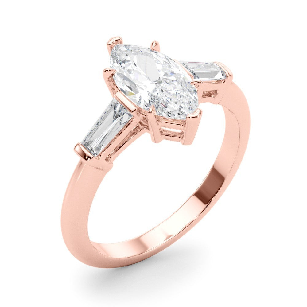 Lab-Grown Marquise Cut Diamond 3 Stone Engagement Ring In Platinum