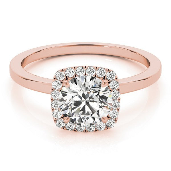 Lab Grown Round Diamond Halo Engagement Ring 18K Yellow Gold