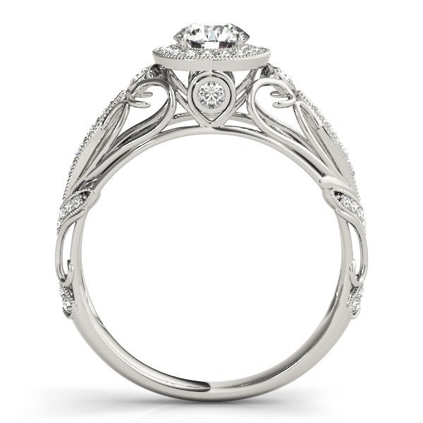 Lab Grown Round Diamond Halo Engagement Ring 18K Rose Gold