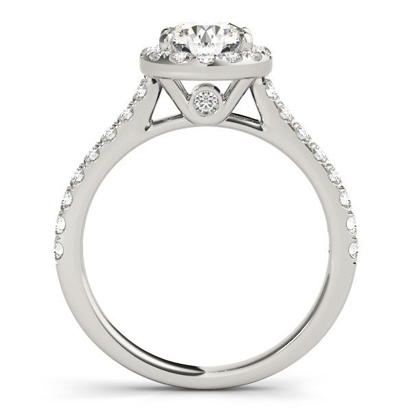Lab Grown Round Diamond Halo Engagement Ring 18K Rose Gold