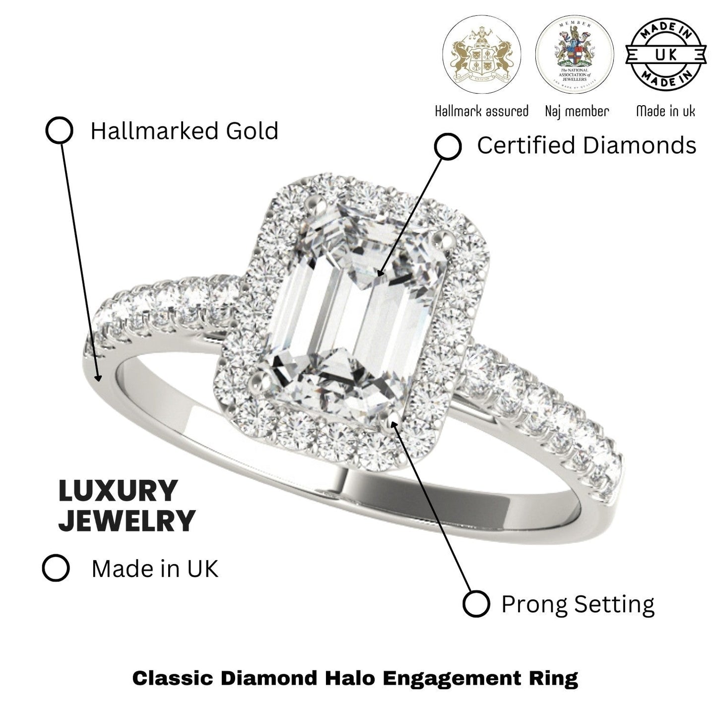 2.00Ct DE/VS Lab Grown Emarald Diamond Halo Engagement Ring Platinum
