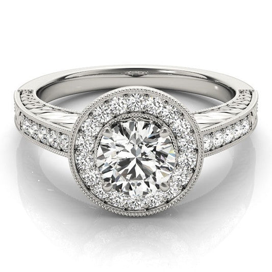 2.00 Carat DE/VS Lab Grown Round Cut Diamond Halo Engagement Ring 18K White Gold