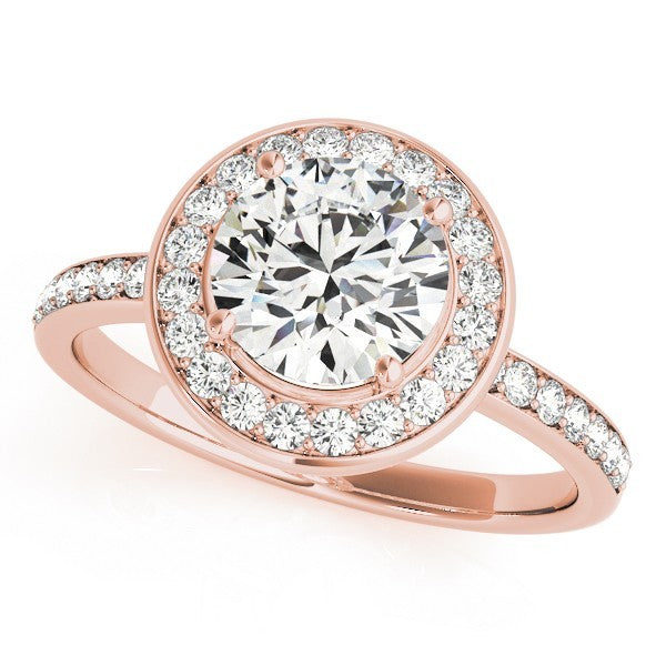 Lab Grown Round Diamond Halo Engagement Ring 18K Yellow Gold